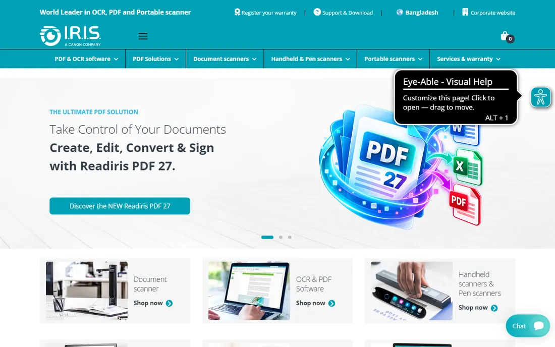 Readiris PDF homepage
