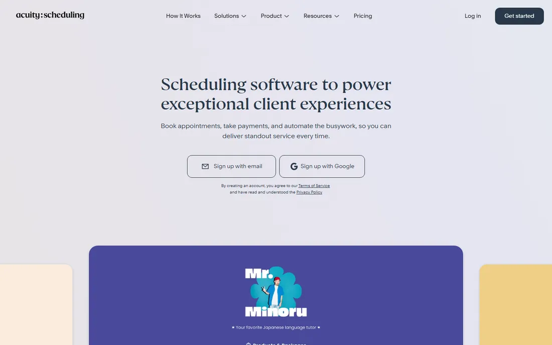 Acuity Scheduling homepage
