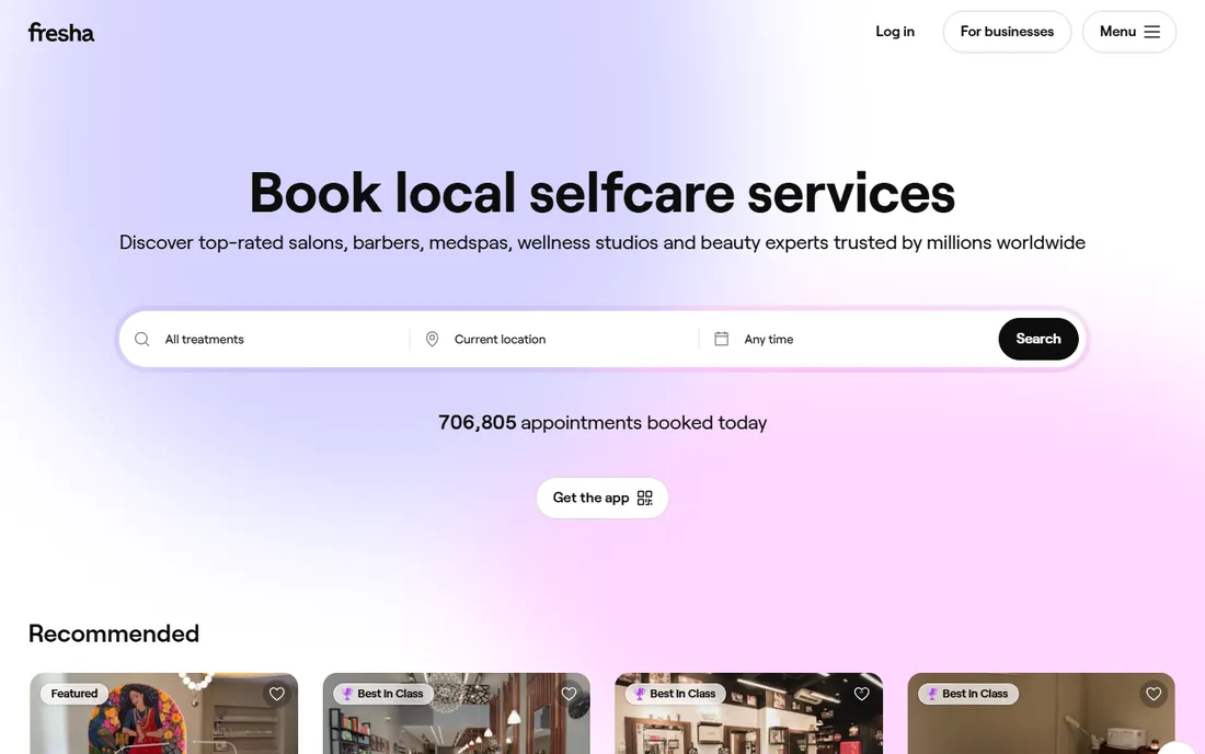 Fresha homepage