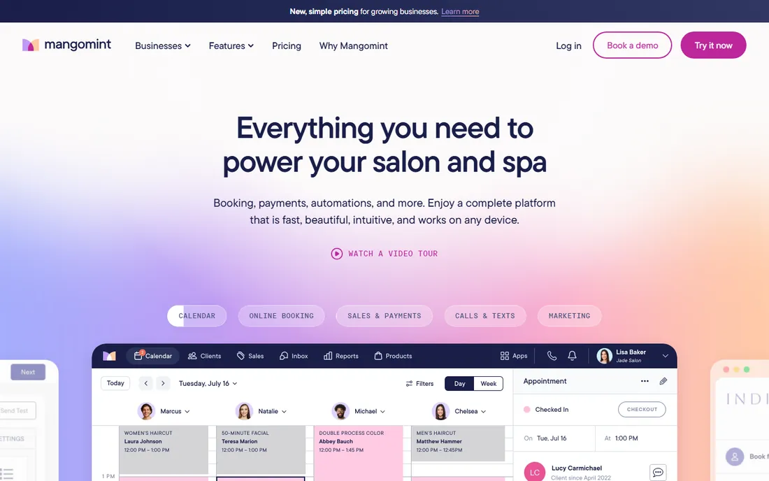 Mangomint homepage