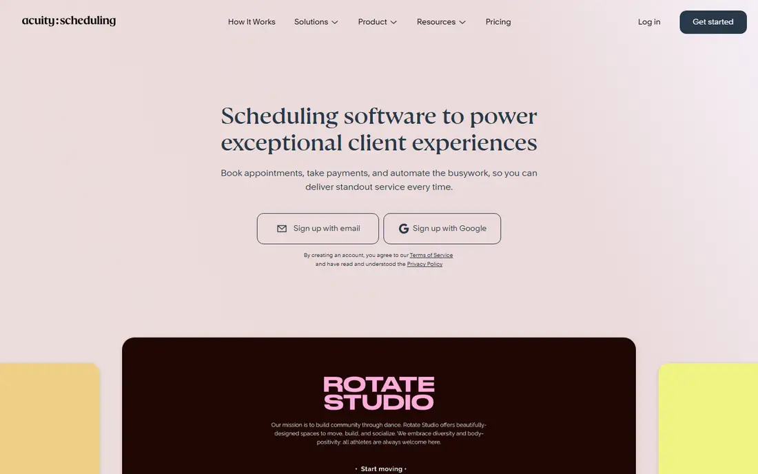 Acuity Scheduling homepage