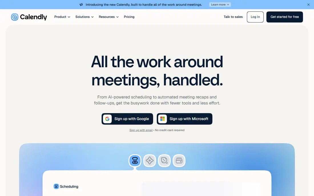Calendly homepage