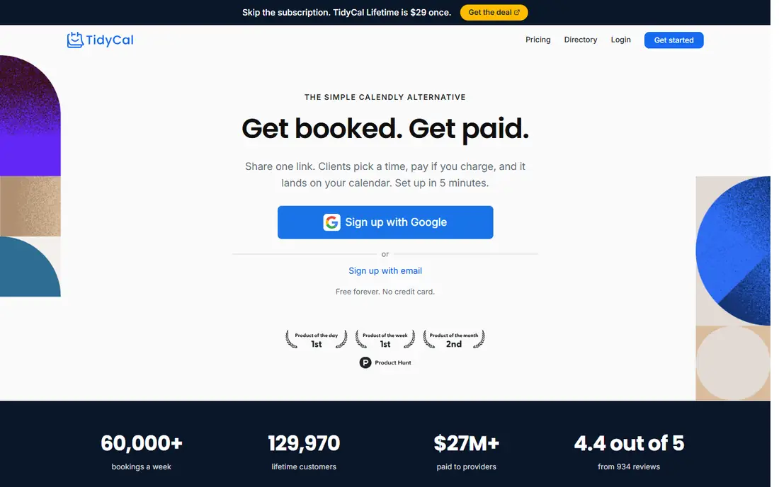 TidyCal homepage