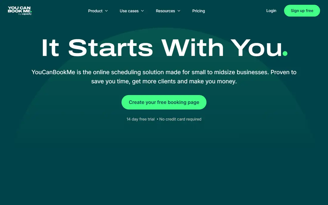 YouCanBookMe homepage