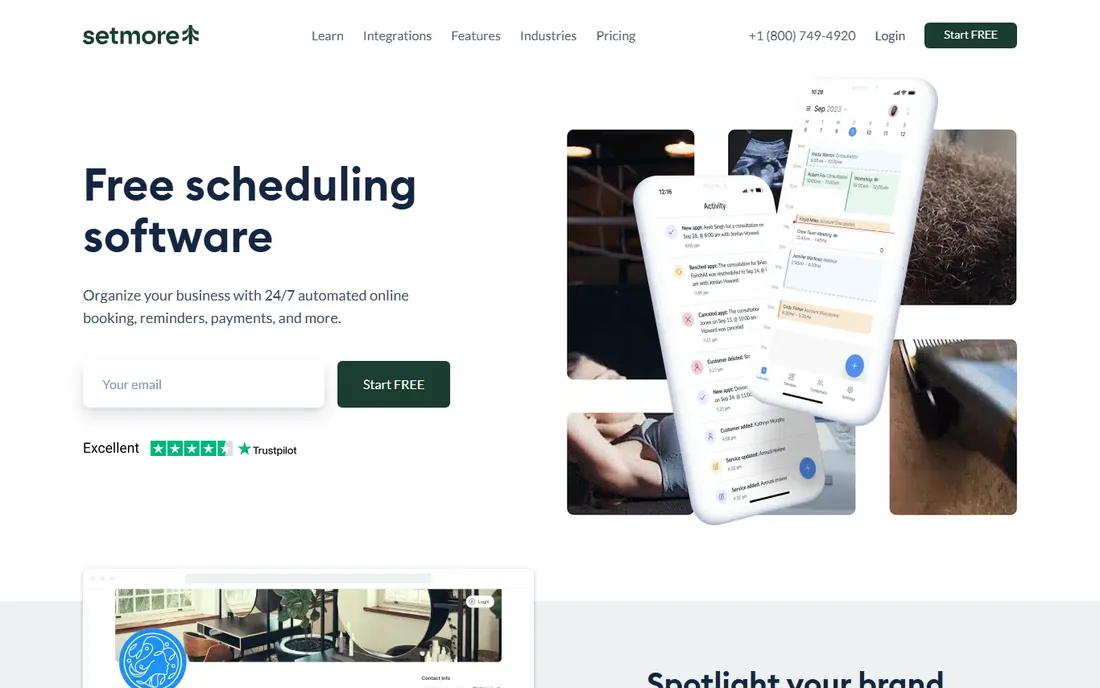 Setmore homepage