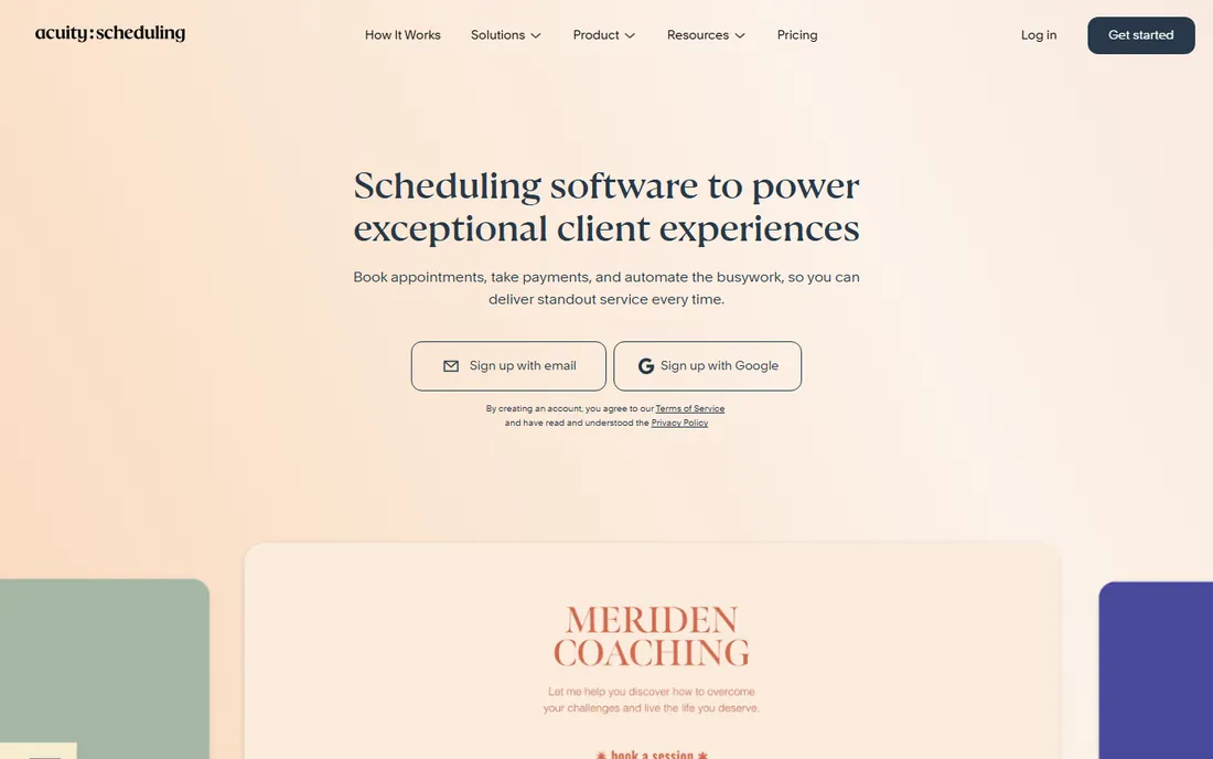 Acuity Scheduling homepage