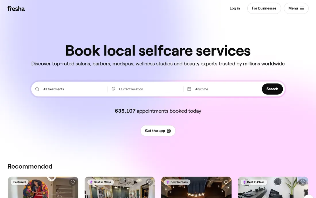 Fresha homepage