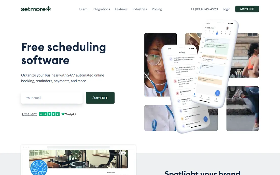 Setmore homepage