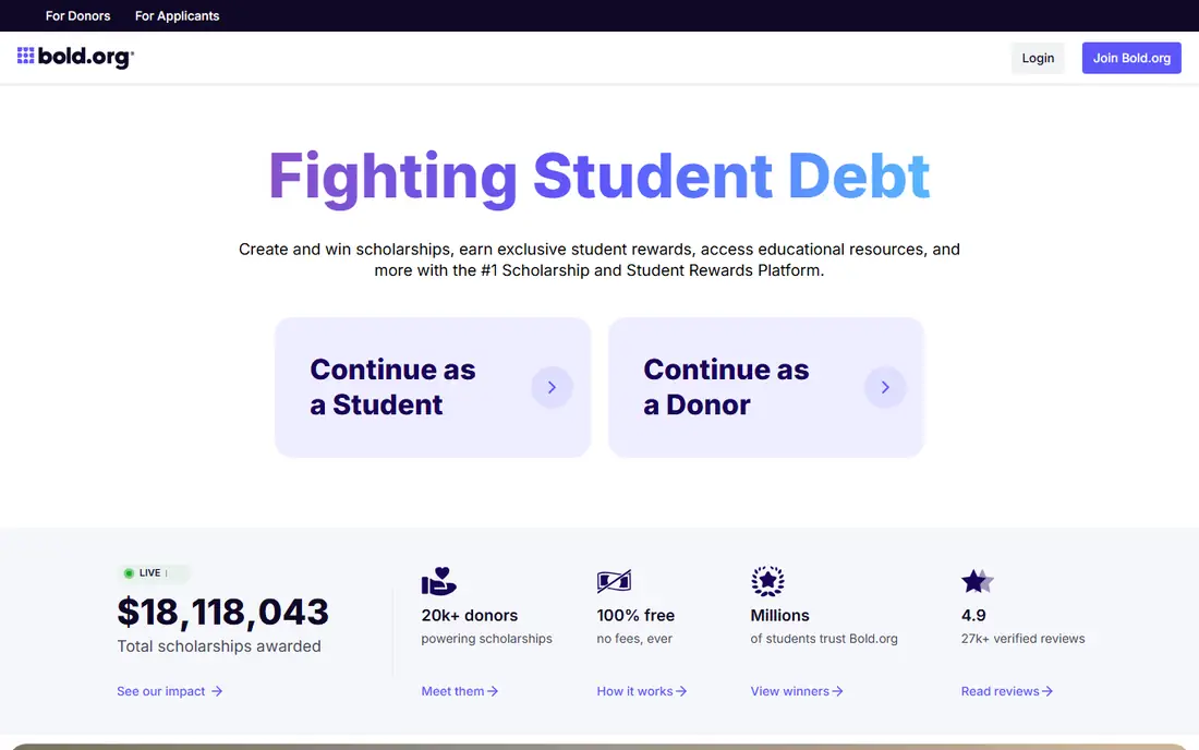 Bold.org homepage