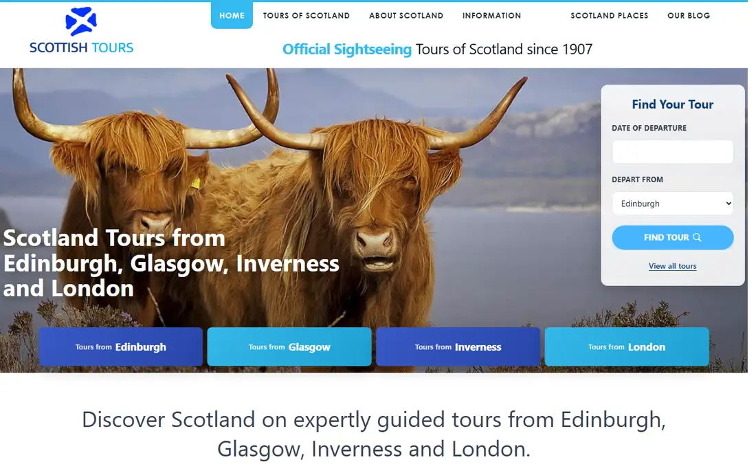 Scottish Tours homepage