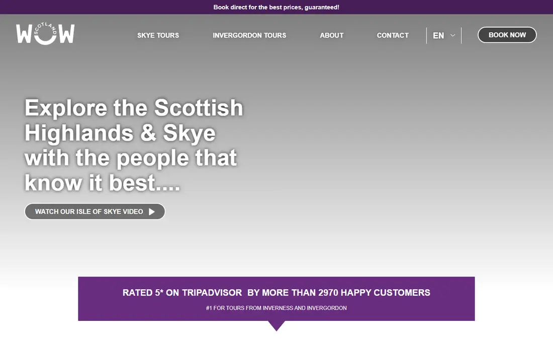 WOW Scotland Tours homepage