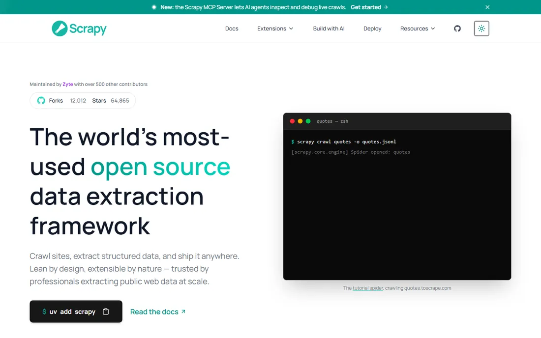 Scrapy homepage