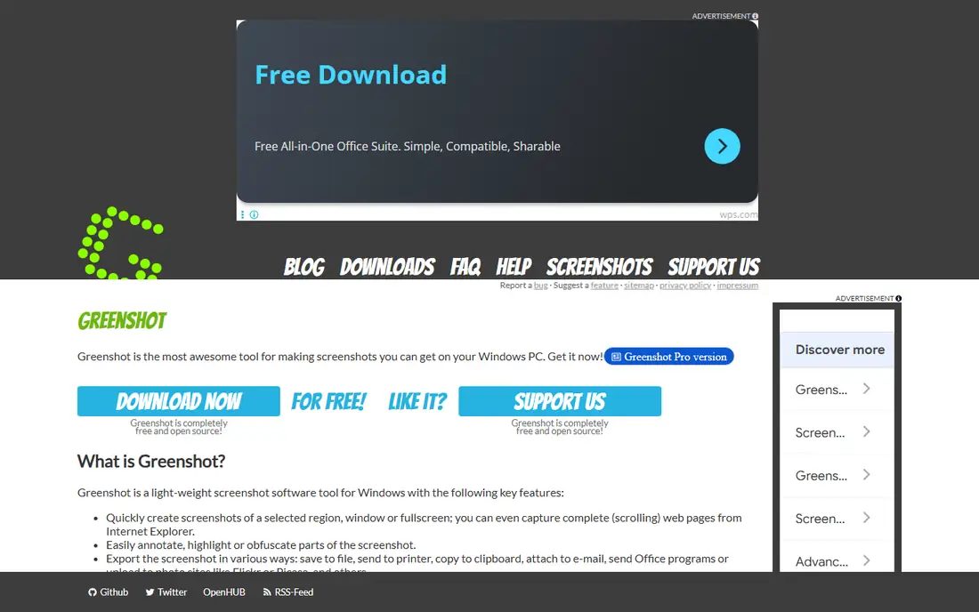 Greenshot homepage
