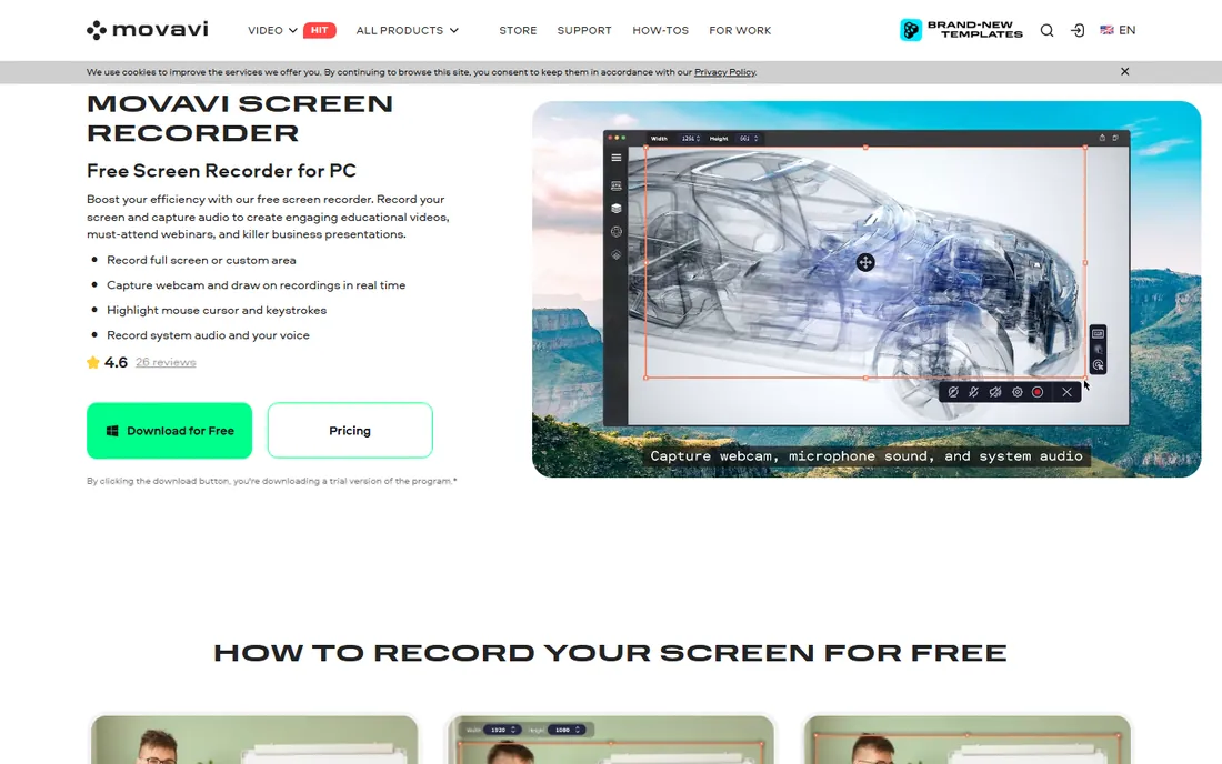 Movavi Screen Recorder homepage