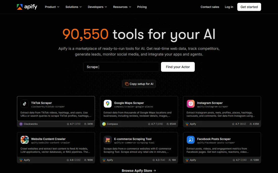 Apify homepage