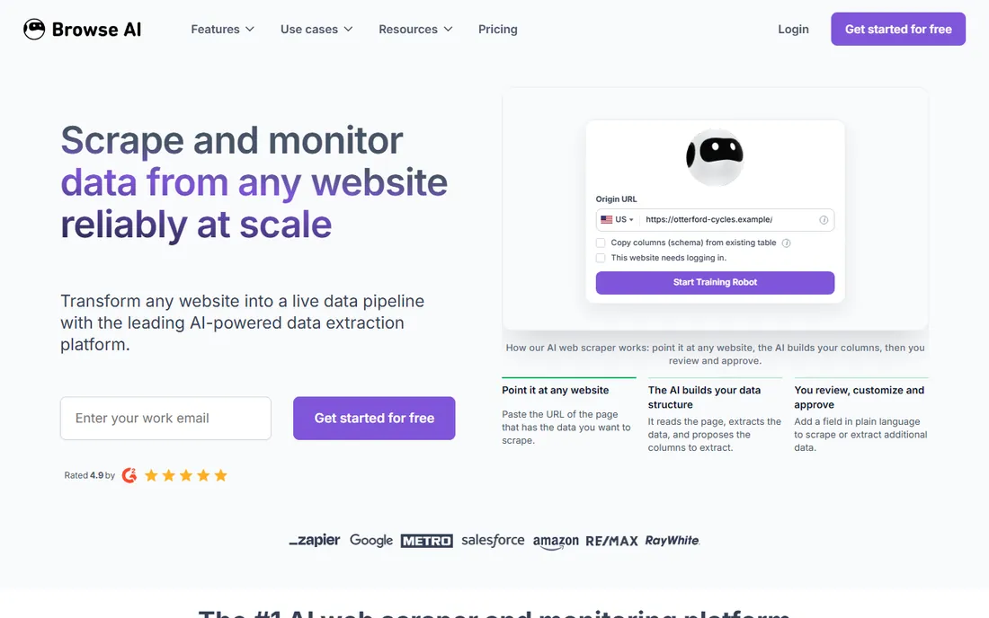 Browse AI homepage