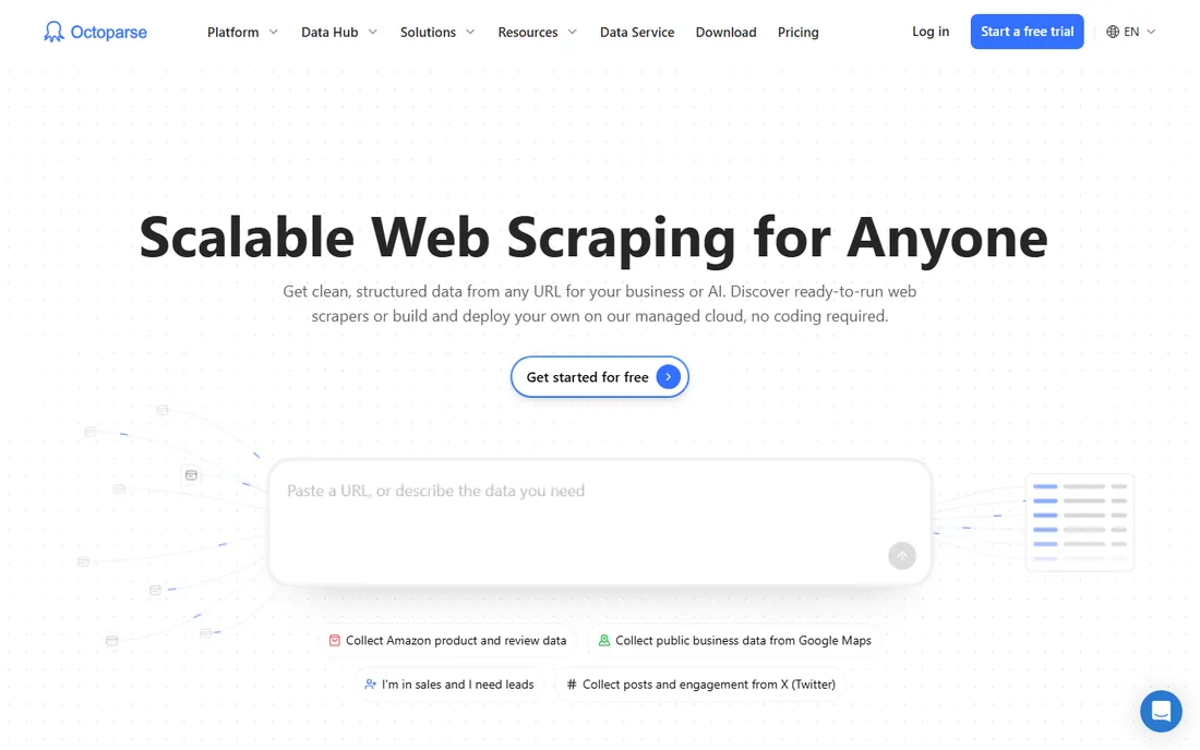 Octoparse homepage