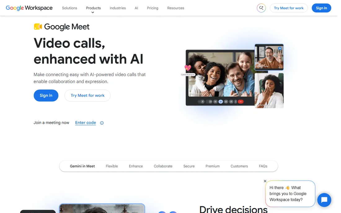 Google Meet homepage