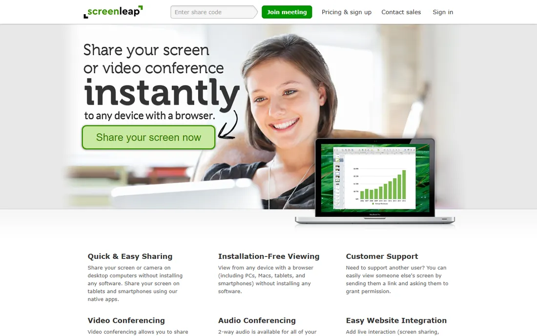 Screenleap homepage
