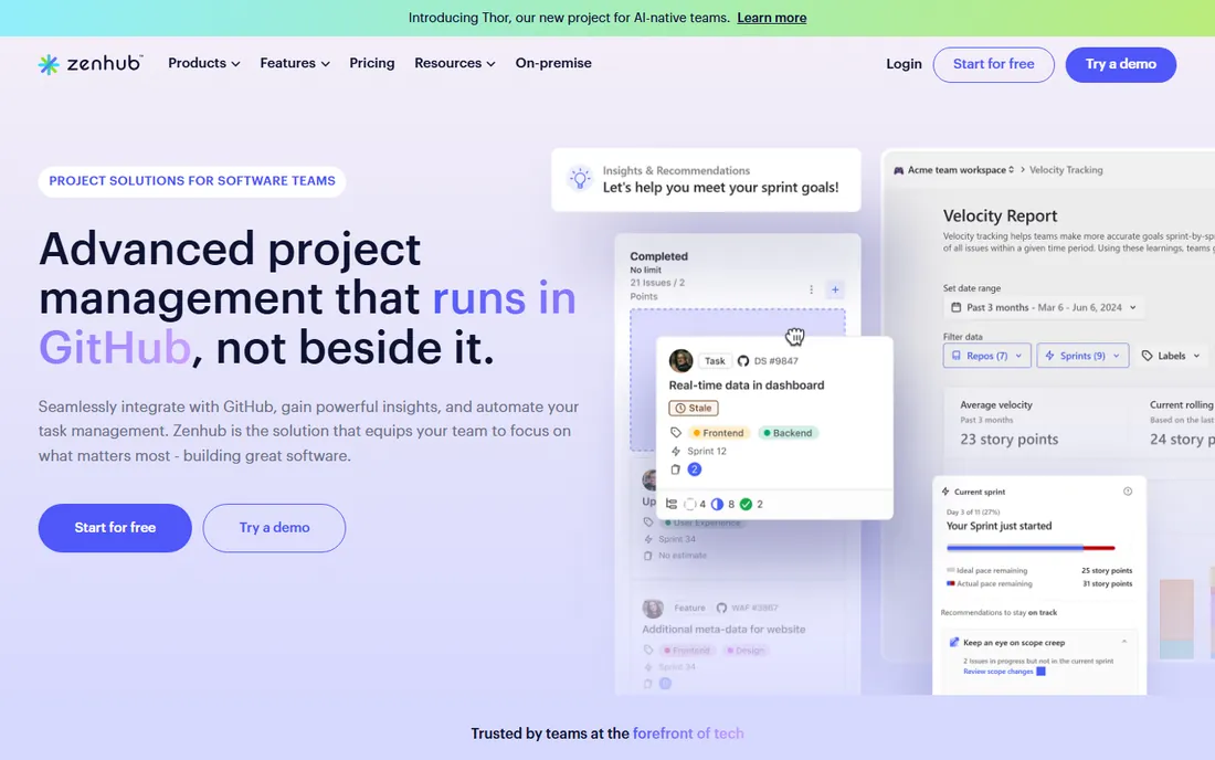 Zenhub homepage