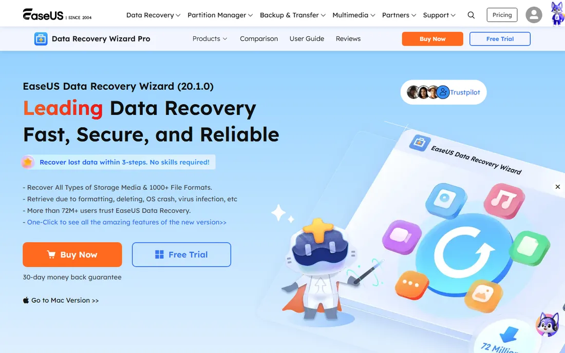 EaseUS Data Recovery Wizard homepage