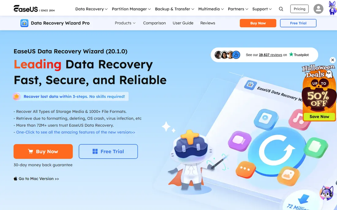 EaseUS Data Recovery Wizard homepage
