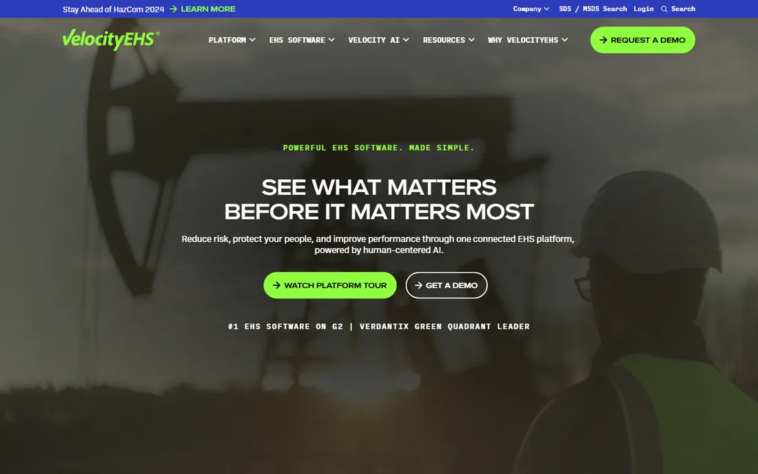 VelocityEHS homepage