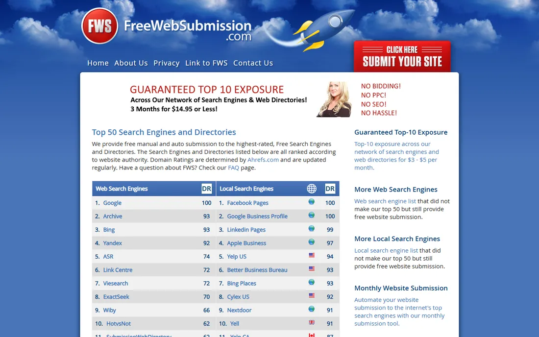 FreeWebSubmission homepage