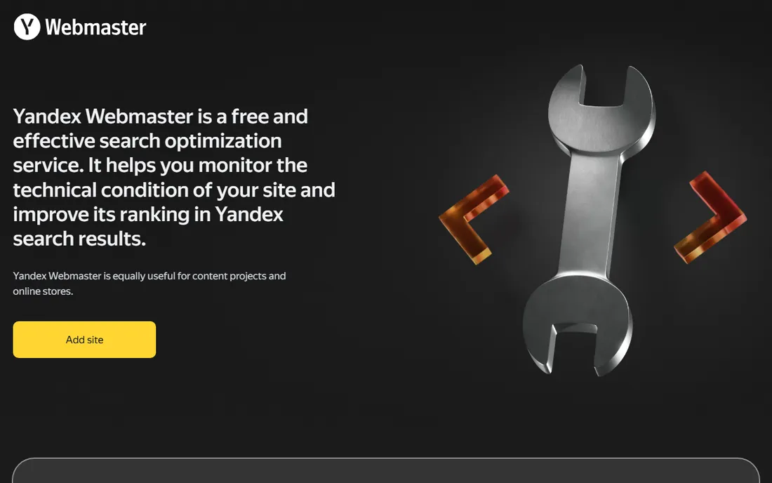 Yandex Webmaster homepage
