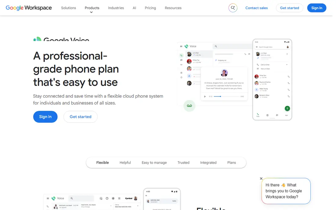 Google Voice homepage