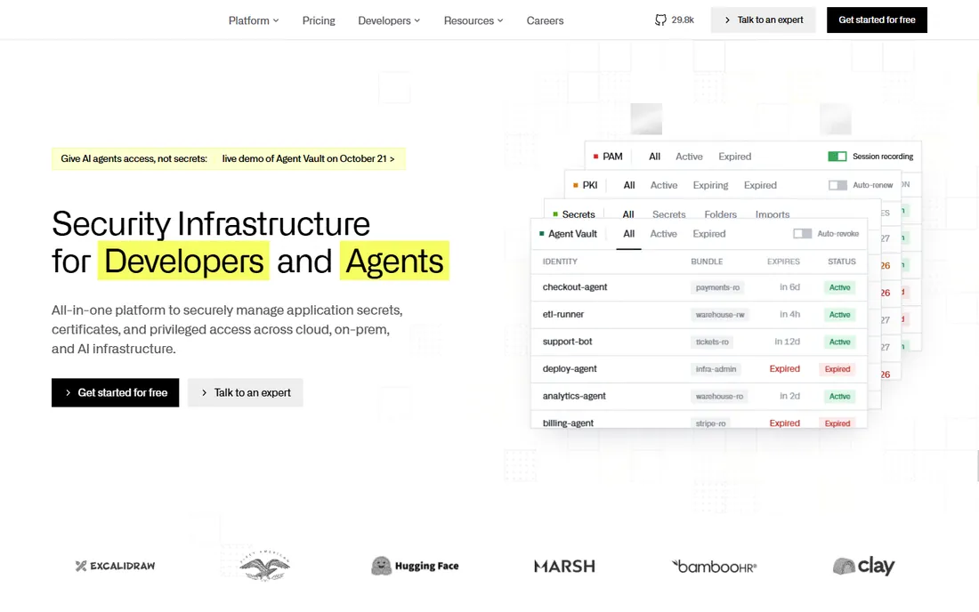 Infisical homepage
