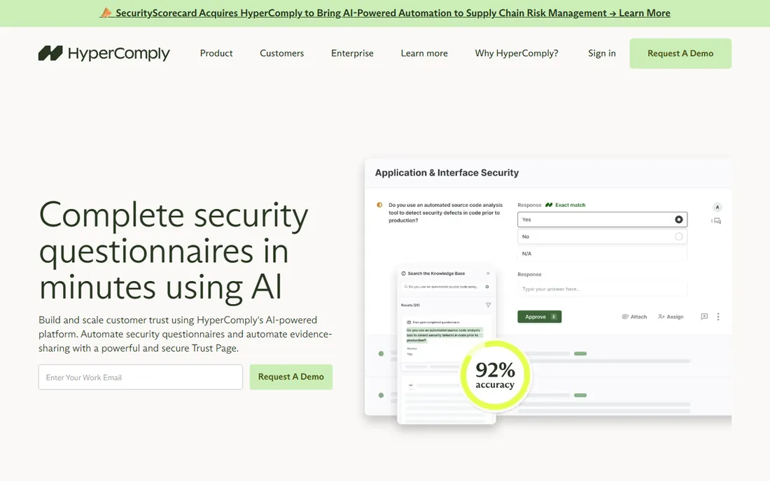 HyperComply homepage