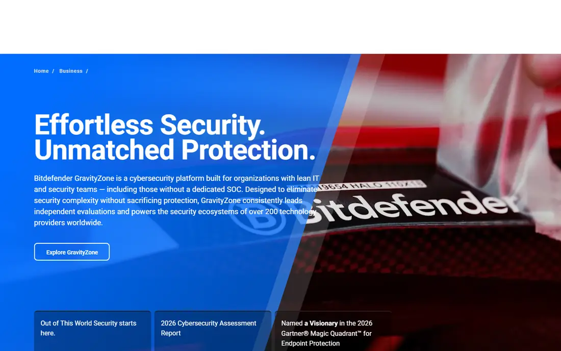 Bitdefender GravityZone homepage