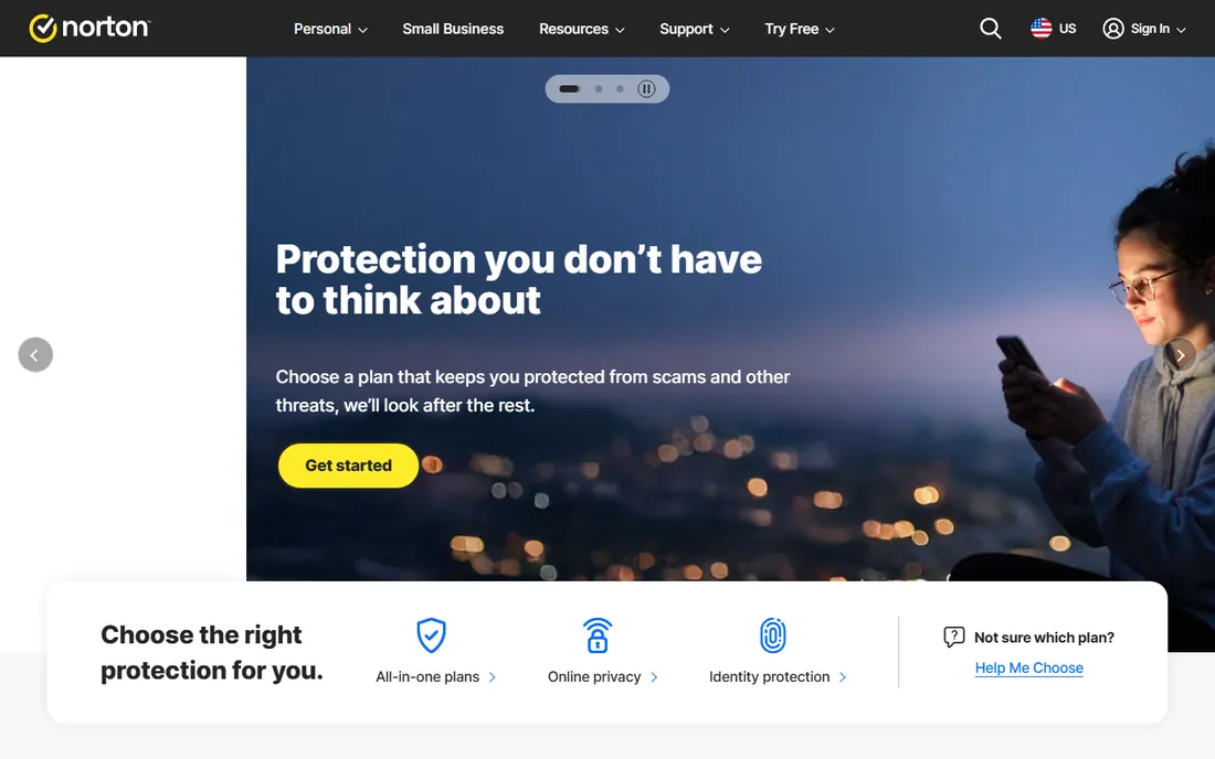 Norton 360 Deluxe homepage