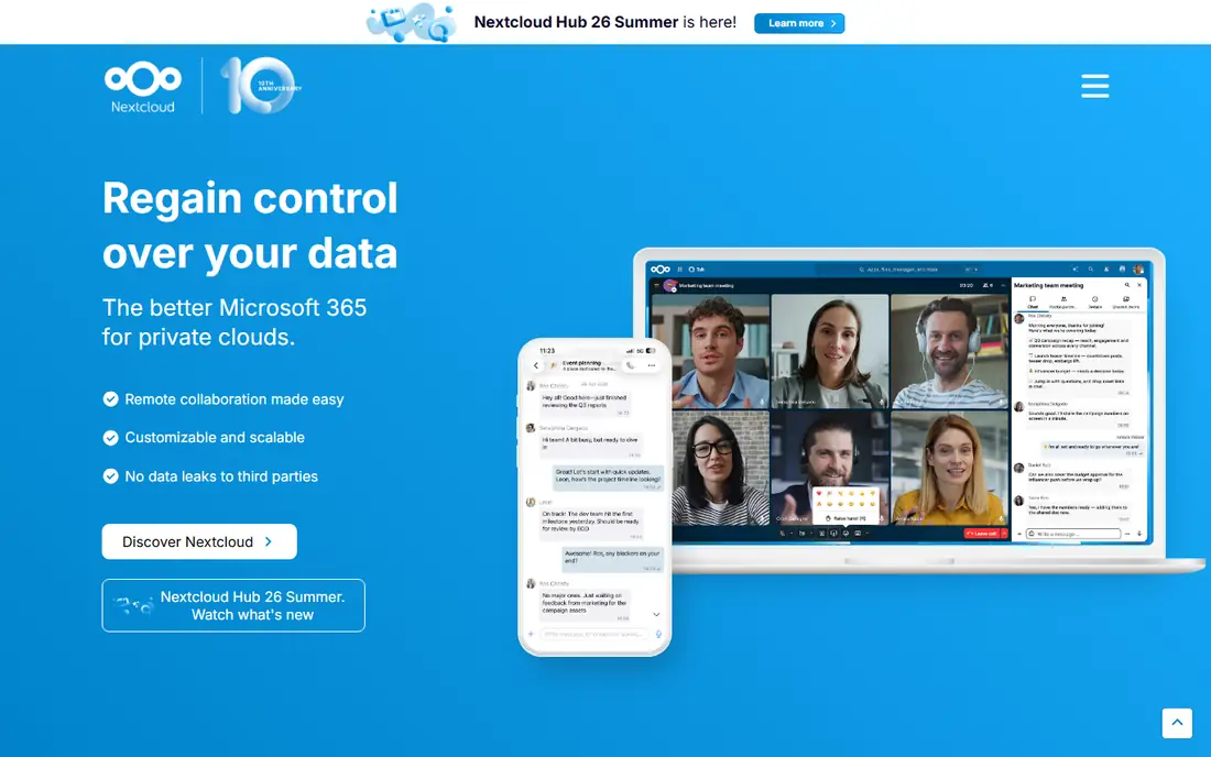 Nextcloud homepage