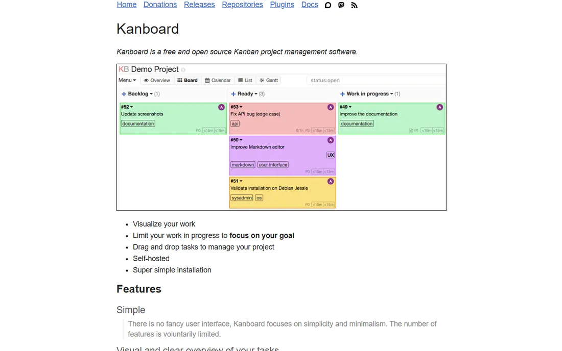 Kanboard homepage