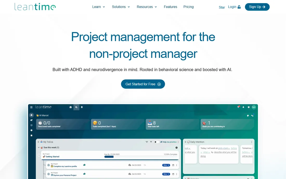 Leantime homepage