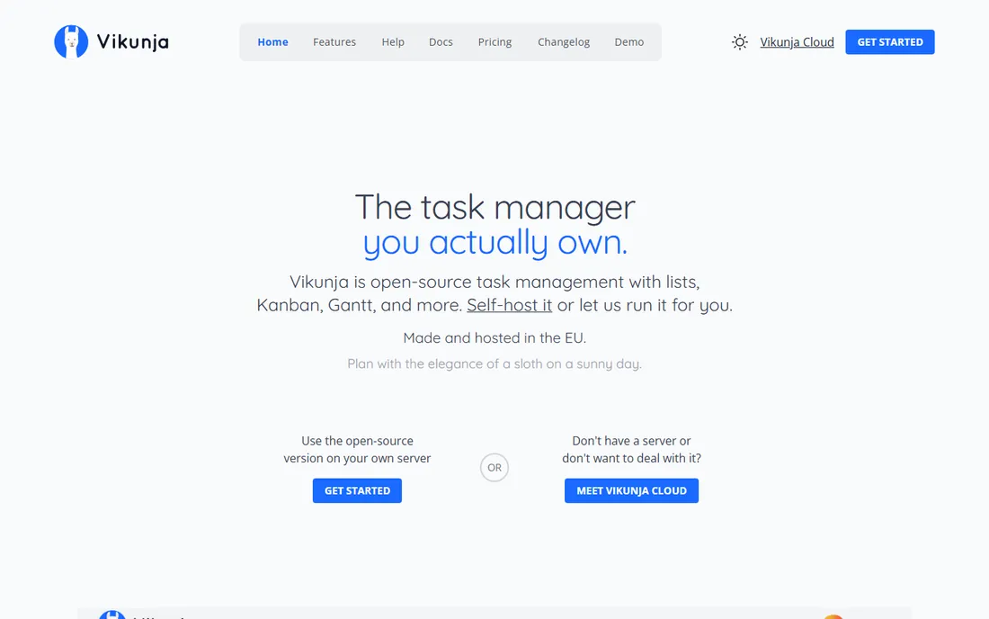 Vikunja homepage