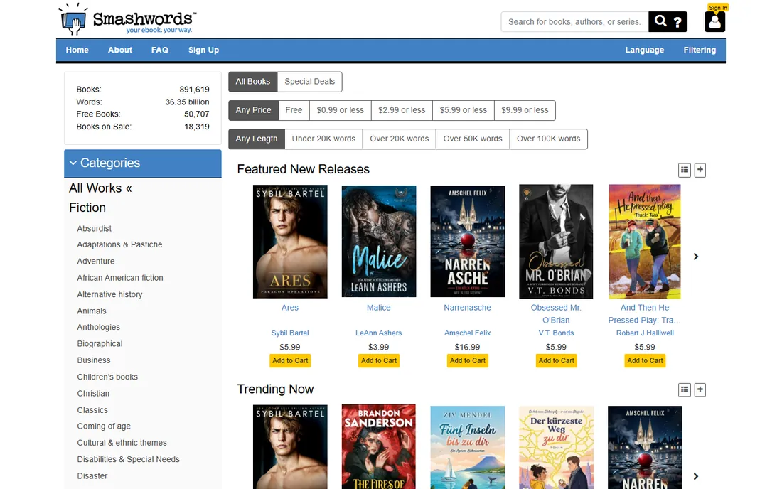 Smashwords homepage