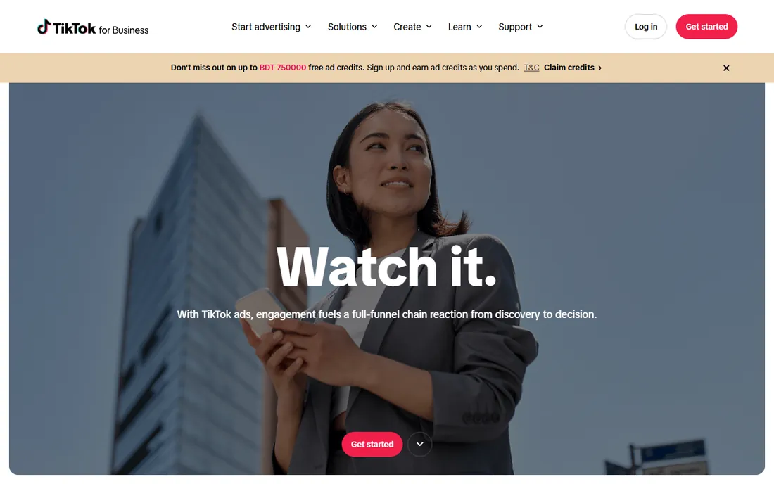 TikTok Ads homepage