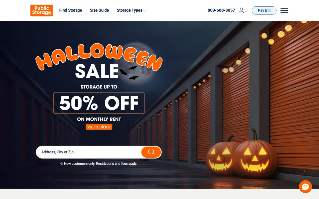 Public Storage homepage
