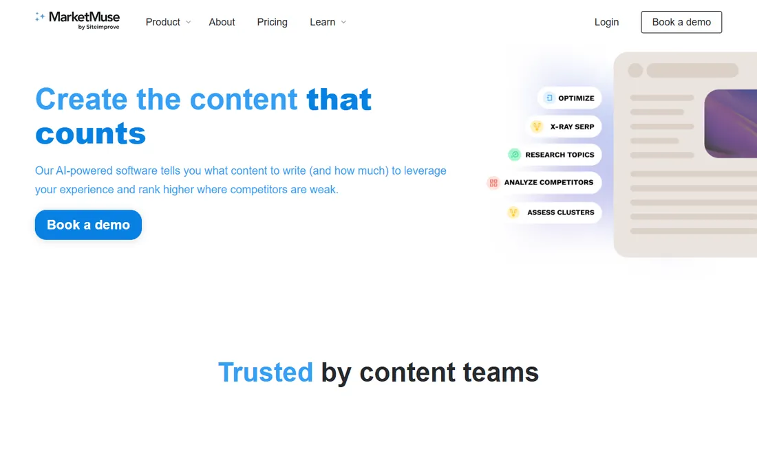 MarketMuse homepage