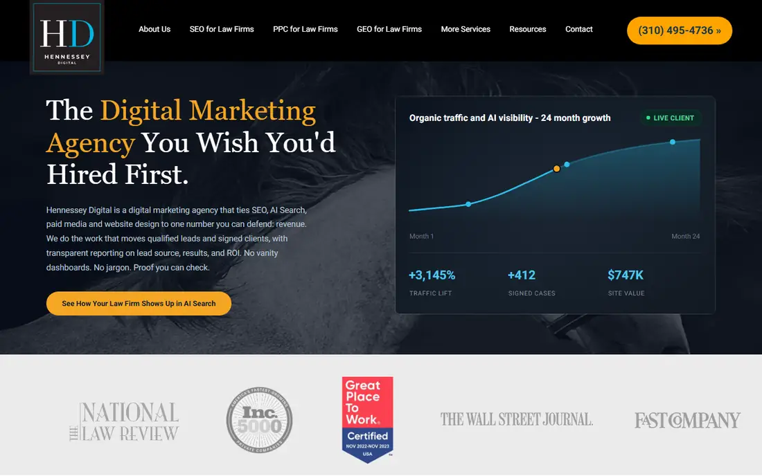 Hennessey Digital homepage