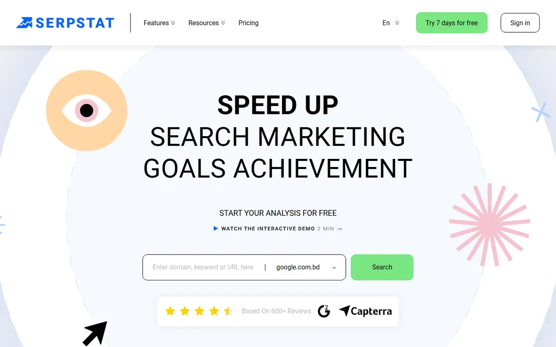 Serpstat homepage