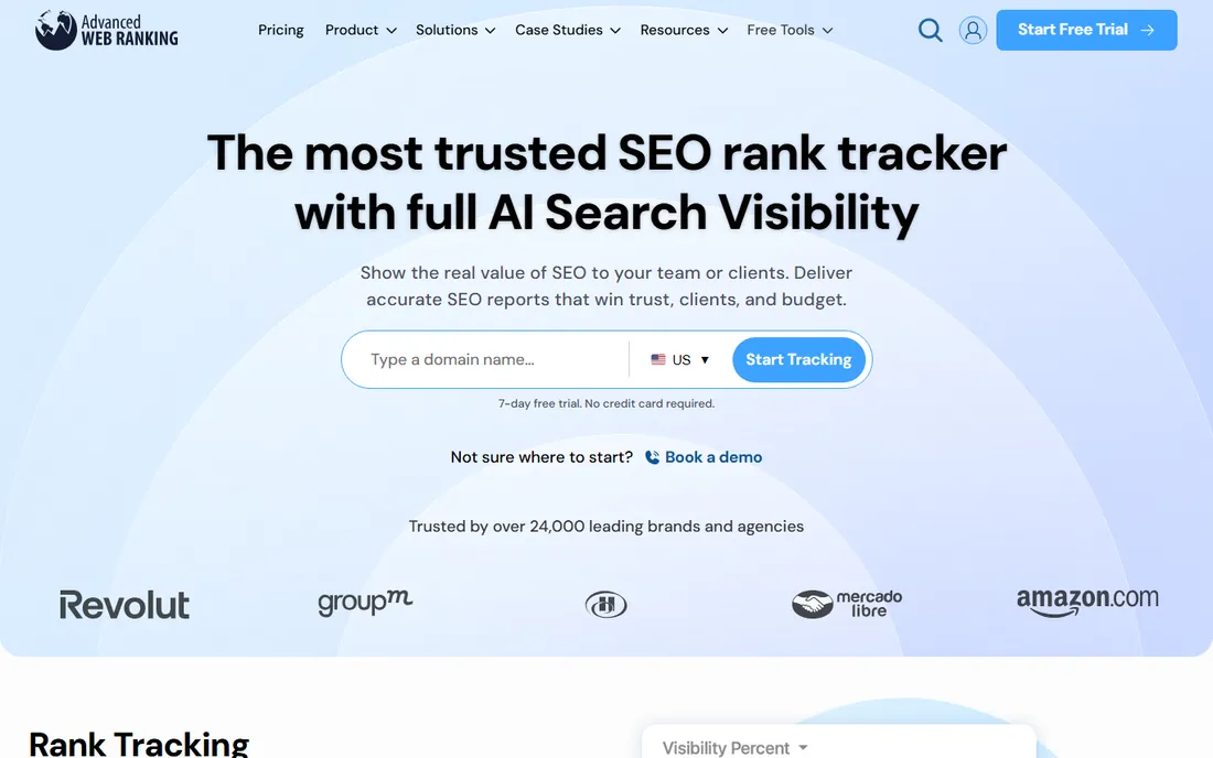 Advanced Web Ranking homepage
