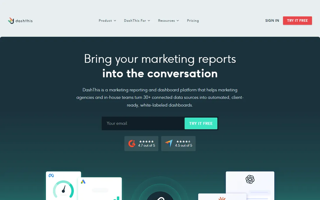 DashThis homepage