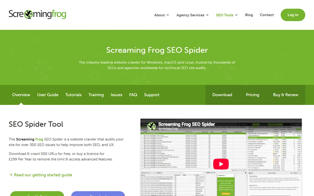 Screaming Frog SEO Spider homepage
