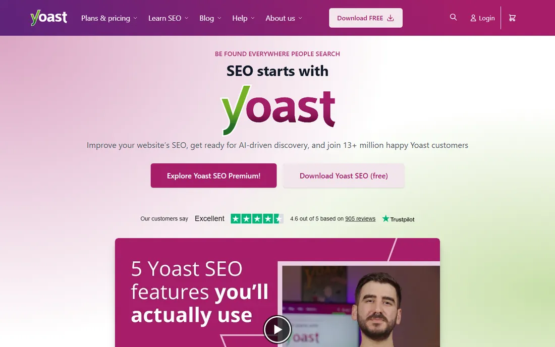 Yoast SEO homepage