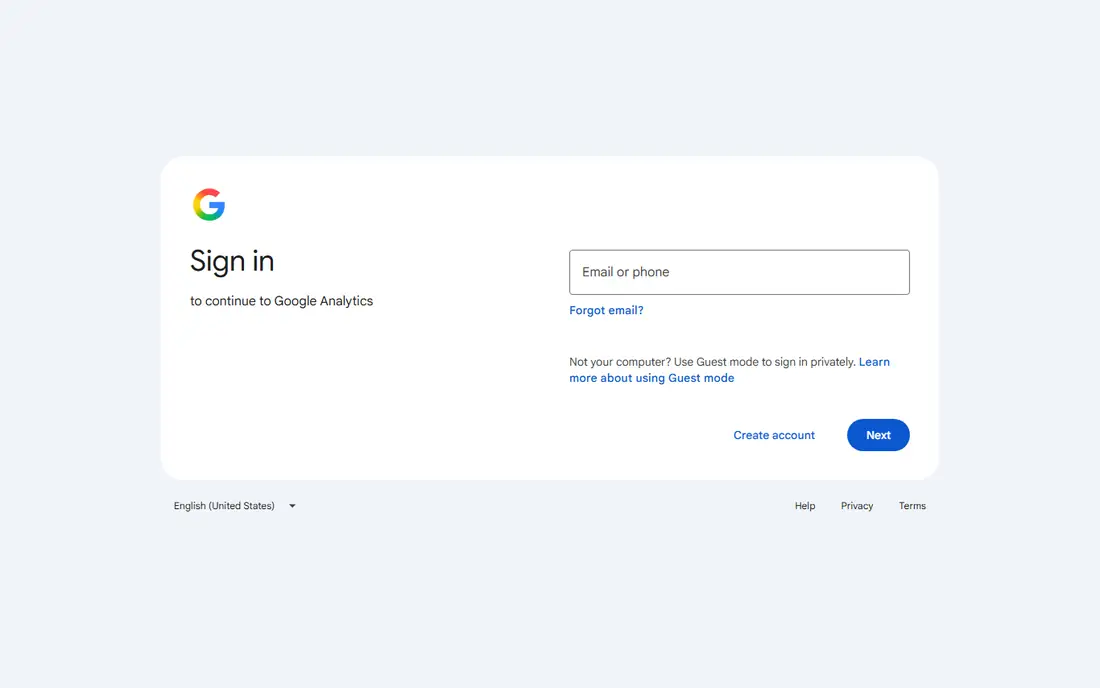 Google Analytics homepage