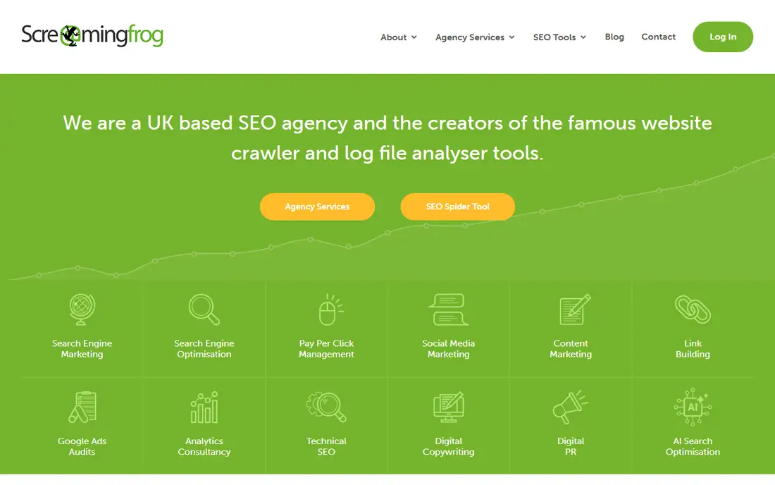 Screaming Frog homepage
